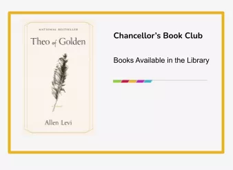 Chancellor's Book Club with an image of Theo of Golden